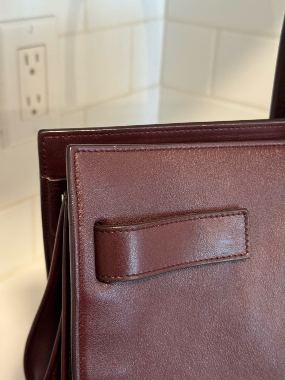 Saint Laurent Sac de Jour Large Bordeaux Leather Tote SDJ Gold Hardware Lock Key - Picture 7 of 16